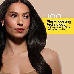 Person with smooth, glossy styled hair after using the Drybar Buttercup Pro hair dryer.